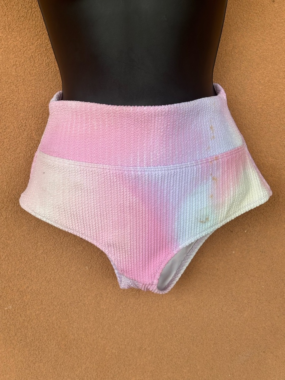 🌈 VS PINK  Ombre high-waist pastel rainbow ribbed bikini bottom SMALL